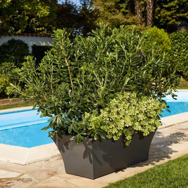 Fioriera Moderna Liscia Svasata Garden Italia ECSL in Resina, Colore Antracite, L: 90 cm, P: 35 cm – 1
