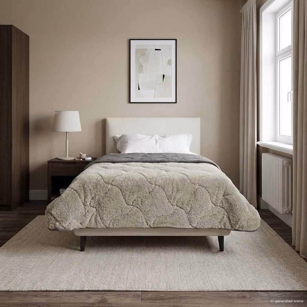 vidaXL Piumone Invernale per Adulti in Microfibra Traspirabile e Reversibile, Grigio, L/P/H: 135 x 200 cm