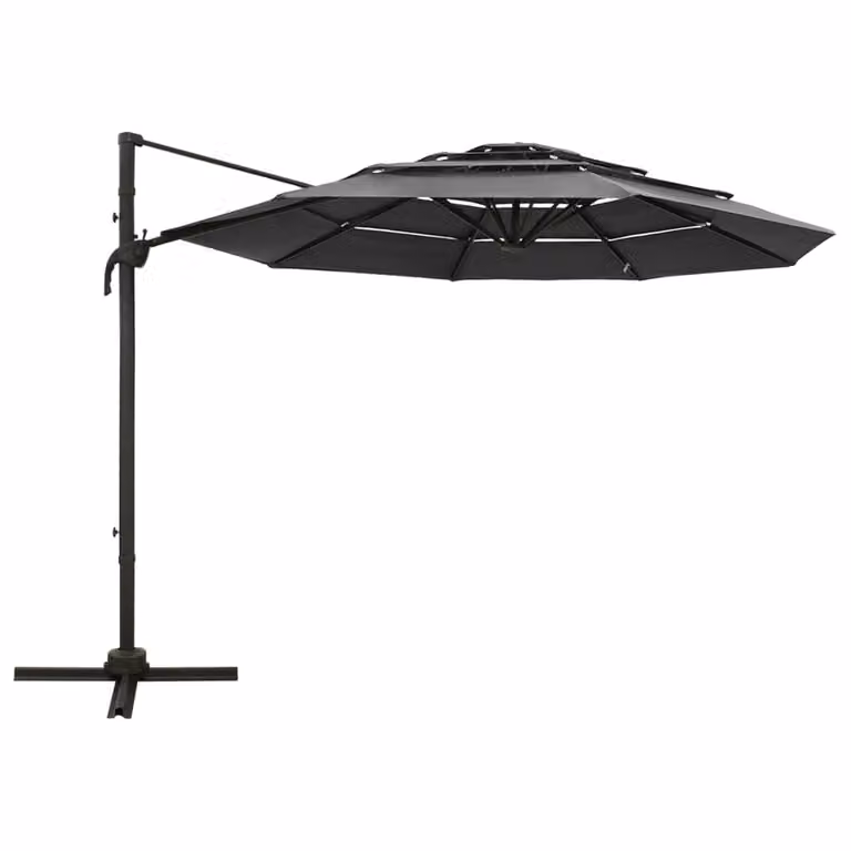 vidaXL Ombrellone con palo in alluminio a 4 strati antracite 3x3 m