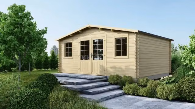 Casetta da giardino in legno ALTANKA modello DOM746 colore naturale, superficie di 21.42 m2, L: 5.1 m x P: 4.2 m, spessore pareti 34 mm