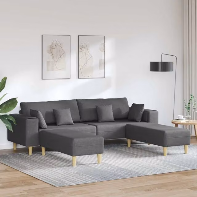 Divano 3 pz Grigio scuro Tessuto 3335163