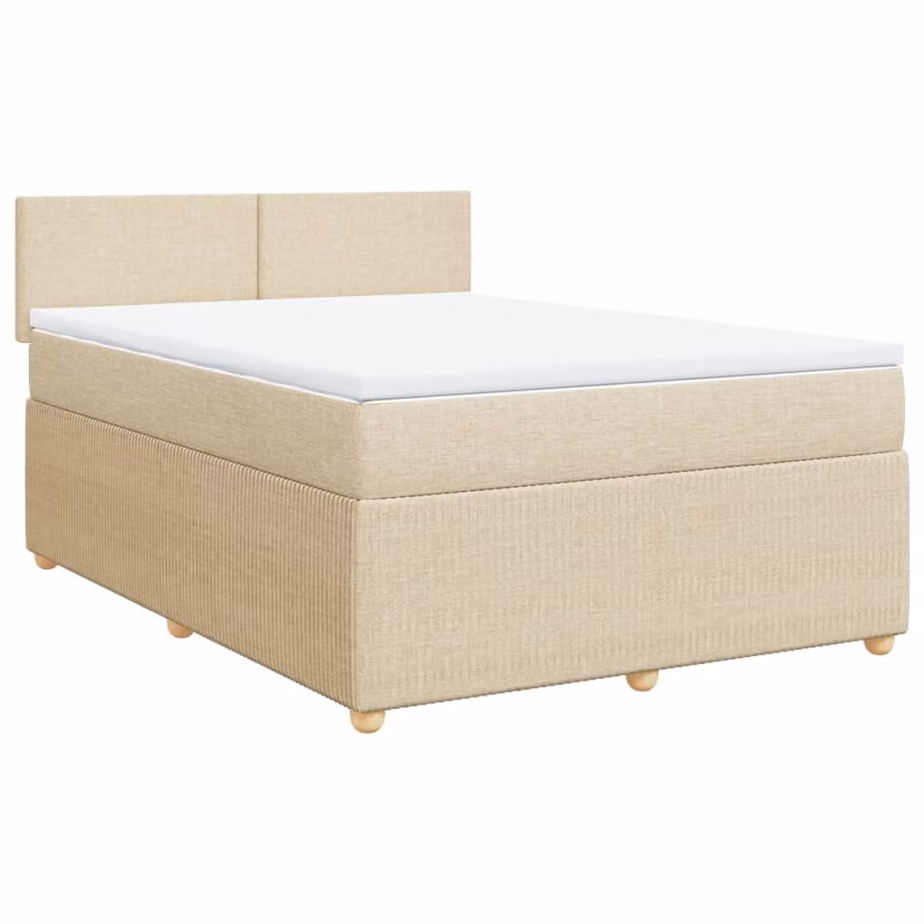 Giroletto a Molle con Materasso Crema 160x200 cm in Tessuto
