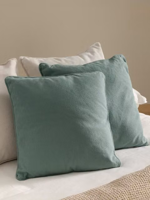 Set di 2 cuscini quadrati Bloq in cotone color verde menta Kenay Home L: 45 cm x P: 45 cm x H: 45 cm