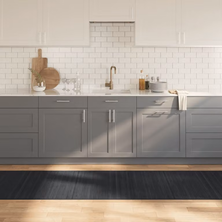 Tappeto rettangolare moderno vidaXL in bambù e polipropilene grigio, L: 80 cm, P: 400 cm