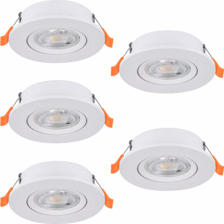 EGLO, set di 5 faretti LED da incasso Barranco, con interruttore a levetta, orientabili, luce bianco caldo - bianco freddo, inclusi lampadine GU10, diametro 9 cm