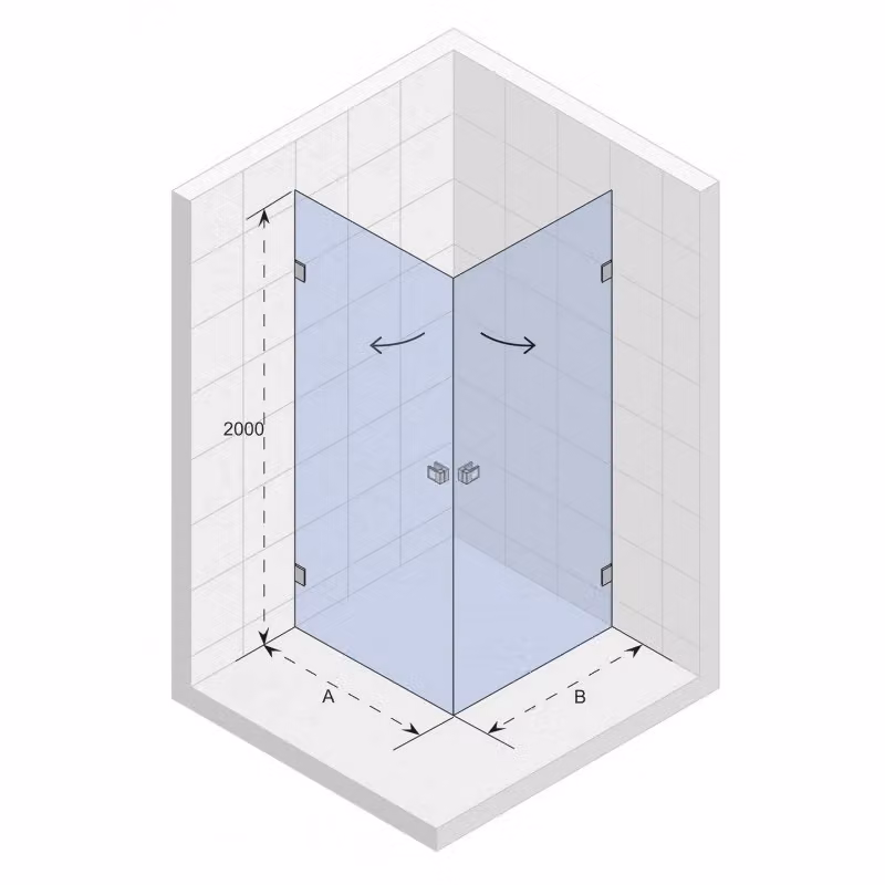 Box doccia angolare Riho SCANDIC NXT 209 in vetro trasparente con cerniere cromate, L: 100 cm, P: 80 cm, H: 200 cm – 2