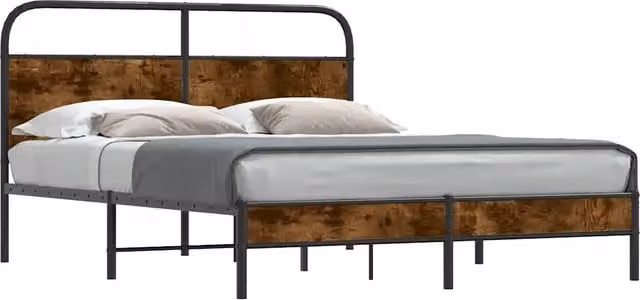Letto matrimoniale | Letto per adulti | Giroletto senza Materasso Rovere Fumo 160x200 cm in Truciolato