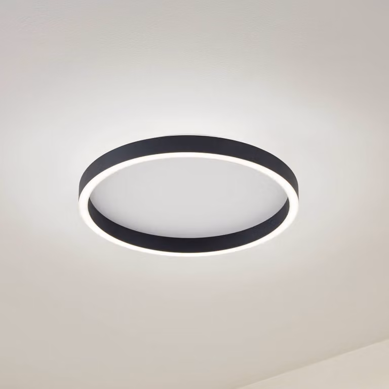 Plafoniera a LED Rotundo Lucande, dimmerabile, Nero, Soggiorno / Sala da pranzo, Plastica, Moderno, Plafoniera LED