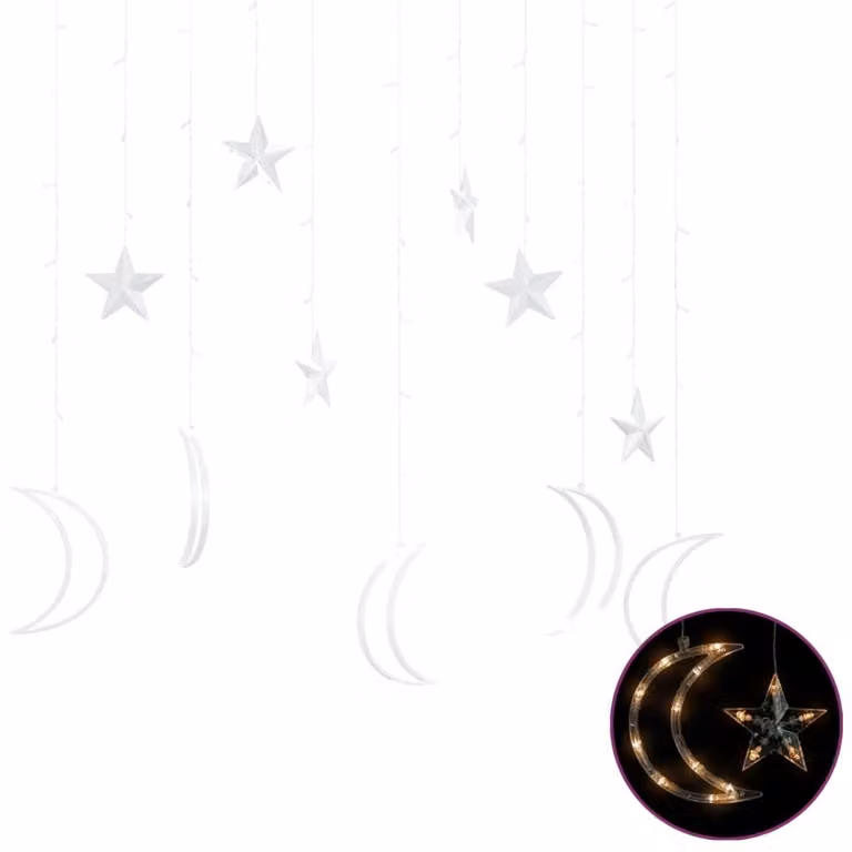 Luci Fatate Stella e Luna con Telecomando 138 LED Bianco Caldo