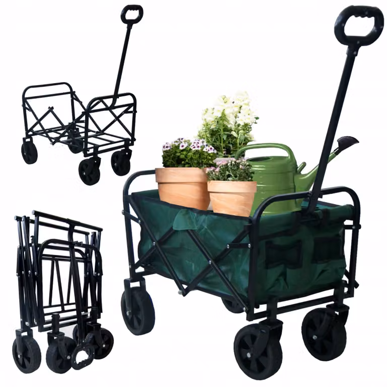 Carrello da spiaggia - Carrello per la spesa - Verde - 120 L - Pieghevole - Portata 100 kg