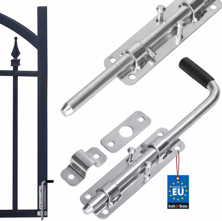 KOTARBAU® Chiavistello Per Porta Acciaio Zincato 22 cm Argento Catenaccio Robusto Per Cancelli Sicurezza Per Garage Catenaccio