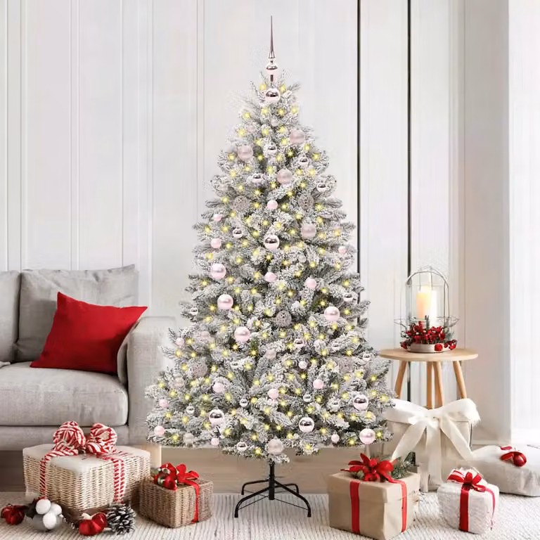 Albero di Natale artificiale verde vidaXL con 300 LED bianco caldo e struttura in metallo e PVC