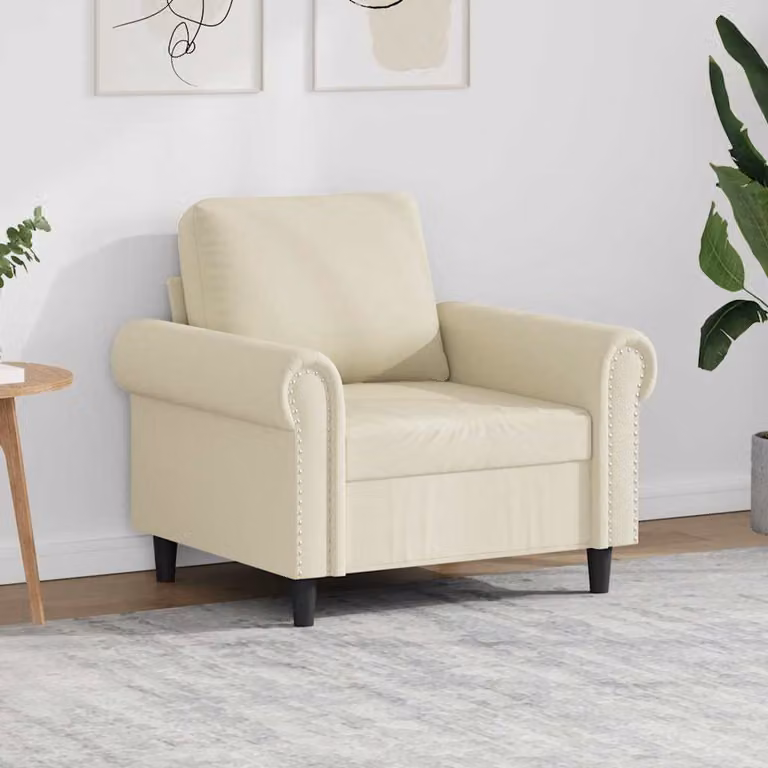 Poltrona moderna vidaXL in similpelle beige con braccioli e struttura in metallo