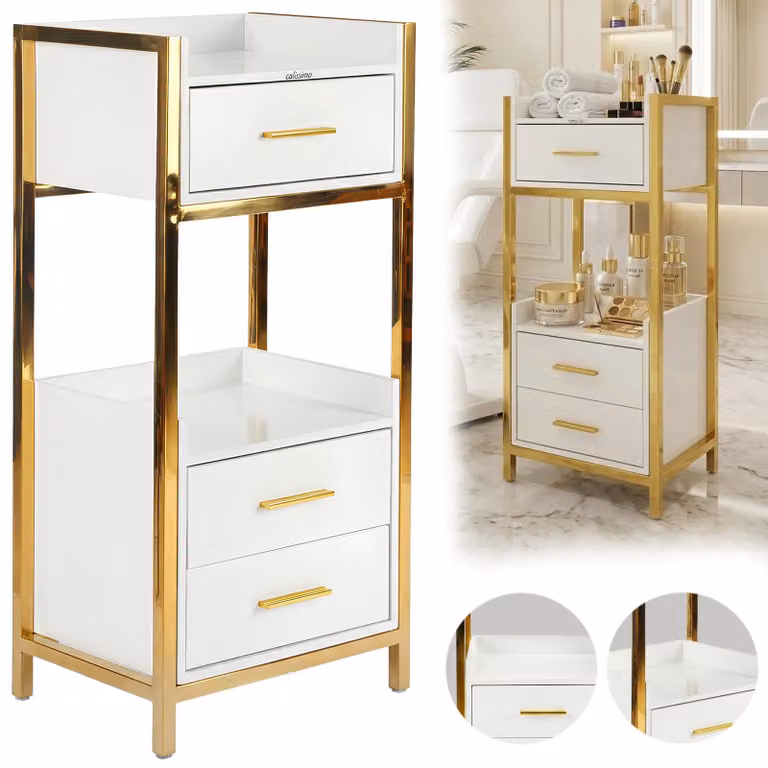 Assistente cosmetico parrucchiere per salone, carrello universale con cassetto su ruote.