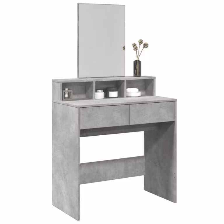 vidaXL Toeletta con Specchio Grigio Cemento L: 80 cm, P: 41 cm, H: 144,5 cm
