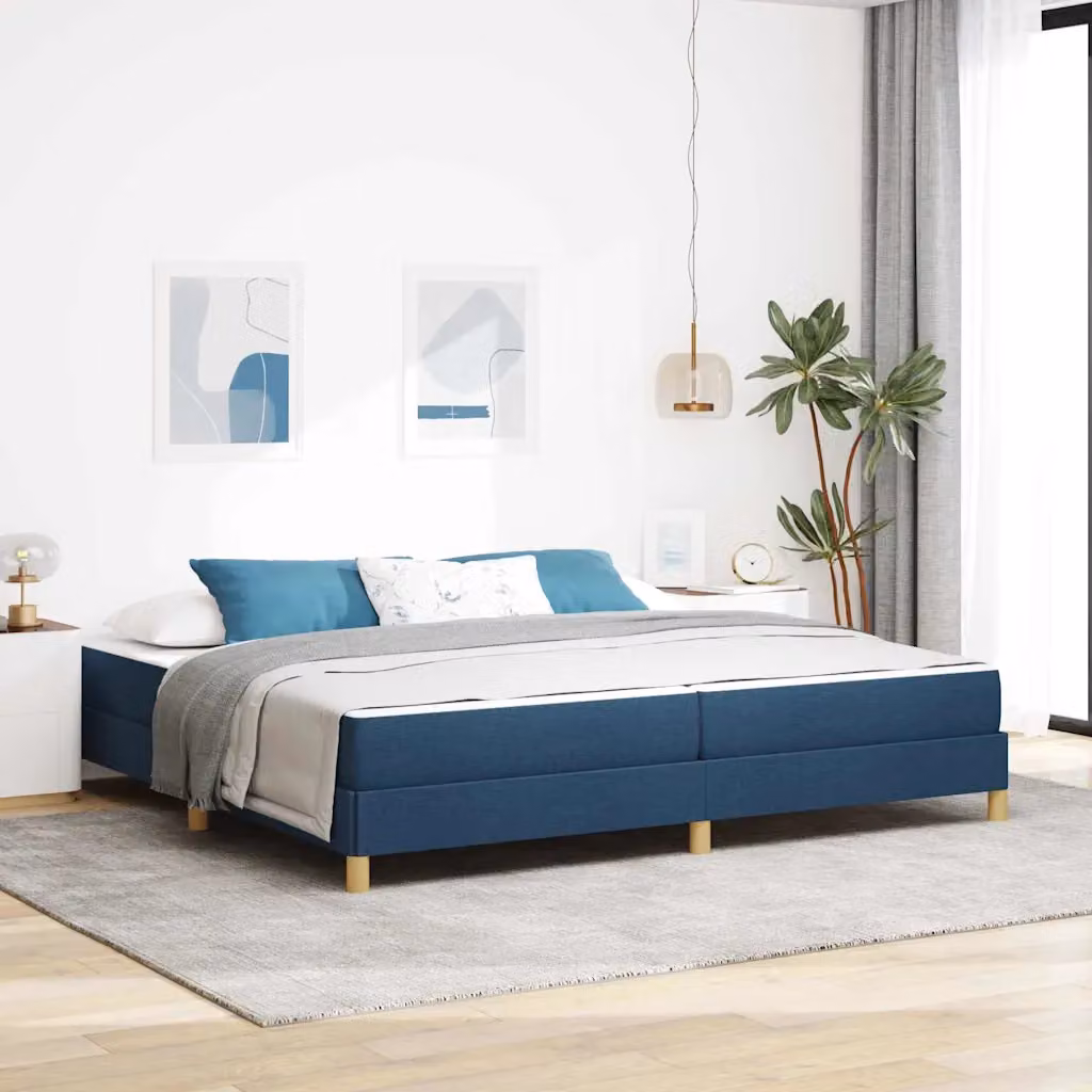 Letto a molle con materasso vidaXL in tessuto blu L 200 cm x P 200 cm x H 280 cm – 1