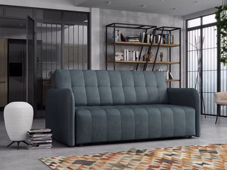 MIRJAN24 Divano letto Viva Grand IV, divano imbottito a 4 posti con cuscini inclusi, con contenitore e funzione letto, divano elegante (colore: Paros 6)