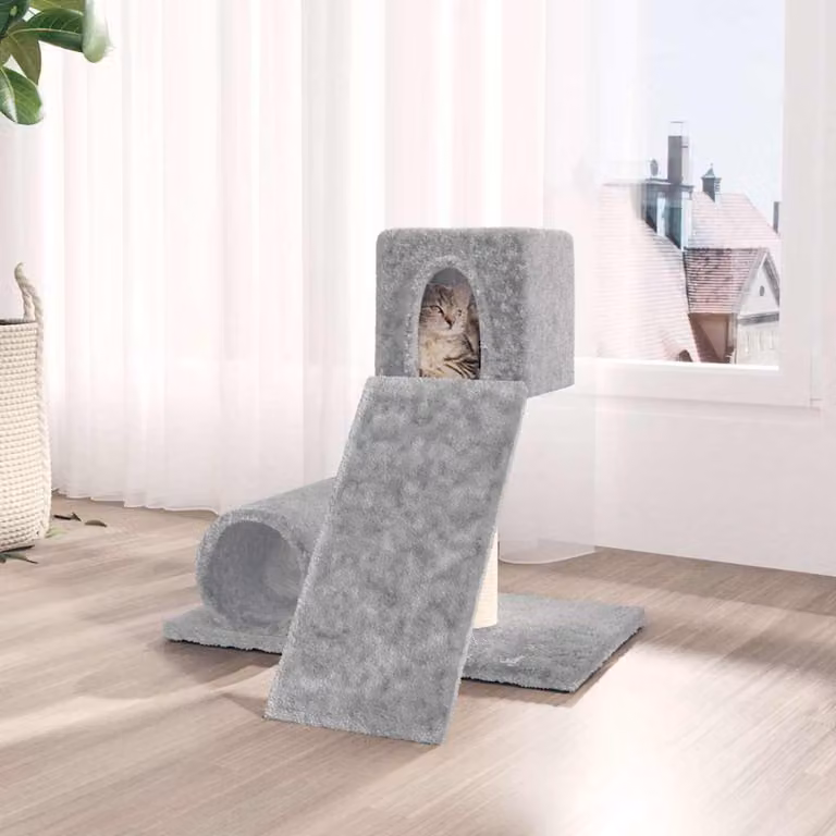 vidaXL Albero per Gatti con Tiragraffi in Sisal Grigio con Cuccia