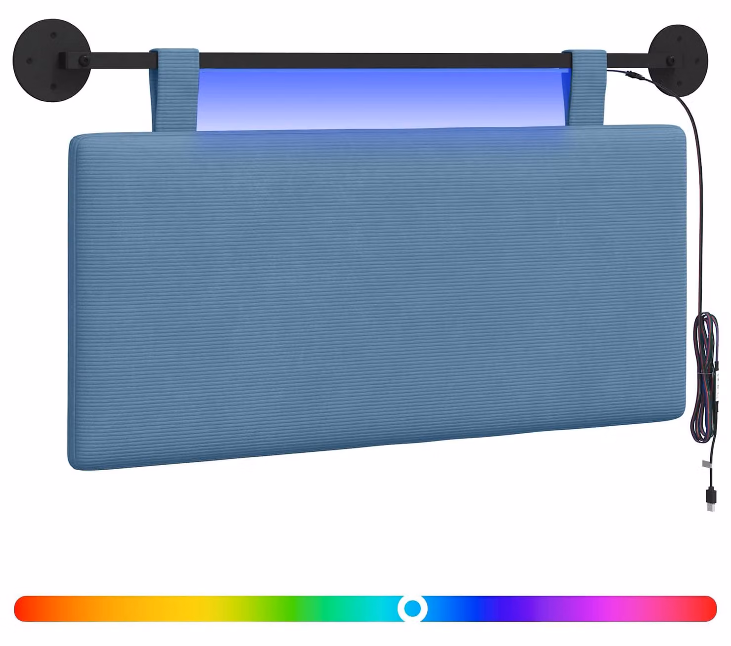 Testiera sospesa Con luce LED Blu Tessuto in Cords