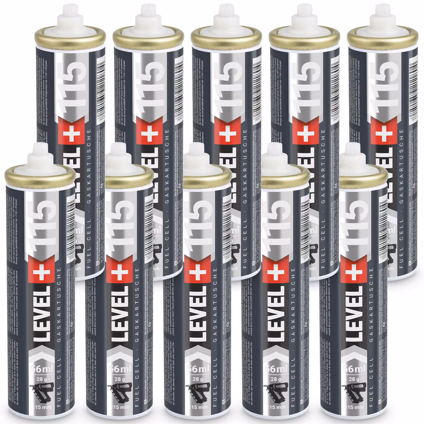 Cartuccia di ricambio LEVEL+ per dispositivi Nagler, confezione da 10 pezzi, lunghezza 115 mm, capacità 56 ml, modello L+115