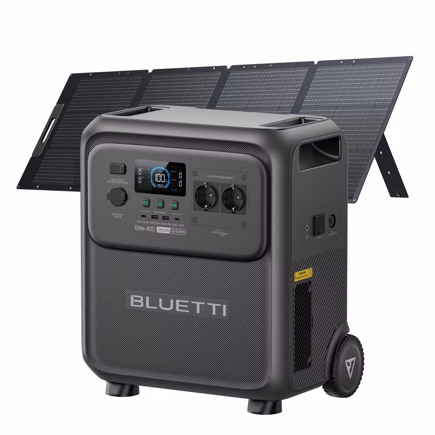 Generatore portatile BLUETTI Elite 400 con pannello solare da 200 W, batteria di riserva da 3840 Wh con rotelle, generatore solare per il campeggio, offline
