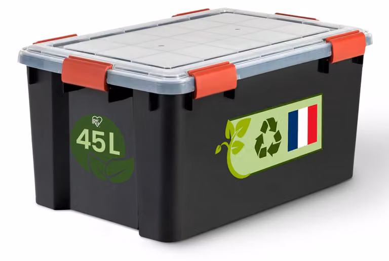 Contenitori di plastica per alimenti, a tenuta stagna, con coperchio, capacità 45 litri, colore nero, trasparenti, chiusura ermetica e impermeabile, chiusure robuste a scatto, impilabili, protezione antipolvere, senza BPA, modello WSB-45