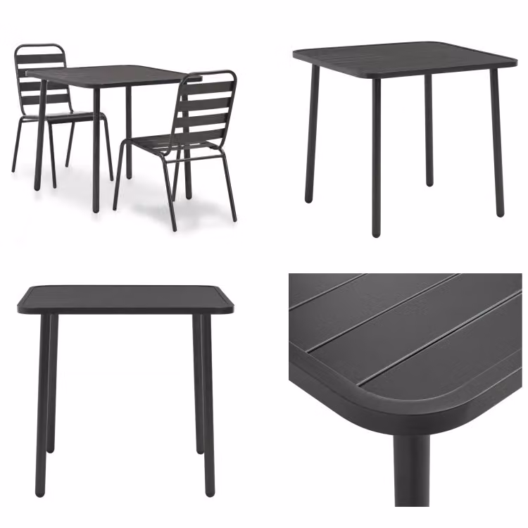 vidaXL 3 pezzi. Set da bistrot in acciaio grigio scuro - Mobili da giardino - Set da bistrot - Set da bistrot - Set da giardino
