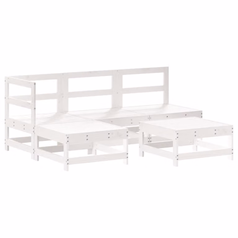 Set Salotto da Giardino 5 pz Bianco in Legno Massello di Pino
