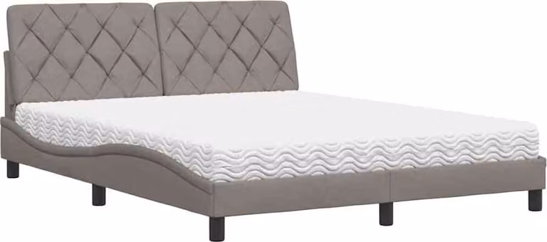 Letto con Materasso Tortora 160x200 cm in Tessuto