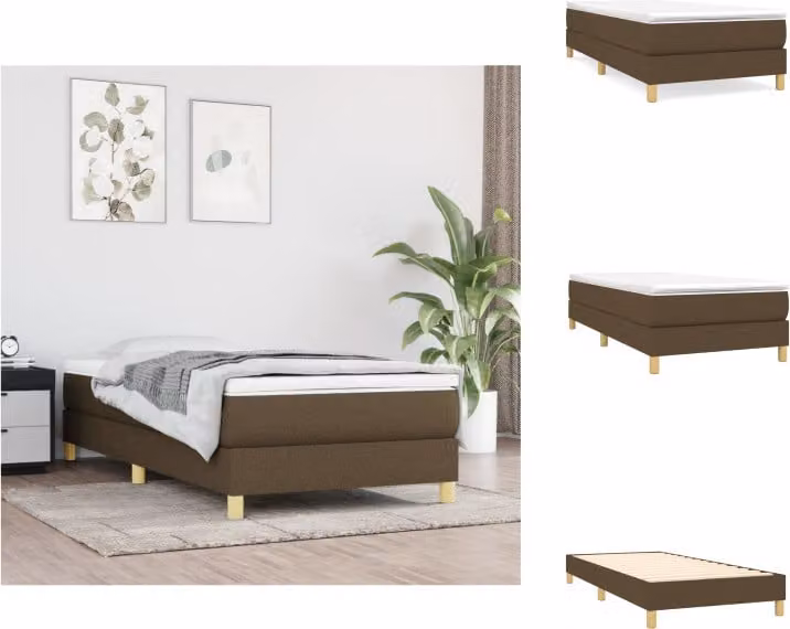 vidaXL Letto a molle con materasso in tessuto marrone scuro 90x200 cm - Letti e strutture letto