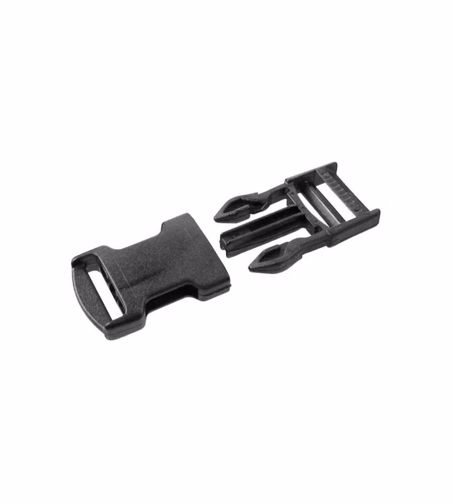 Fibbia a scatto Masidef in nylon nero per cinghie da 25 mm