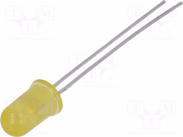 2 LED a montaggio superficiale (THT) da 5 mm, 2 mA, colore giallo, 0,9÷2,1 mcd, angolo di emissione 50°, tensione di funzionamento 1,8÷2,5 V, modello HLMP-4719