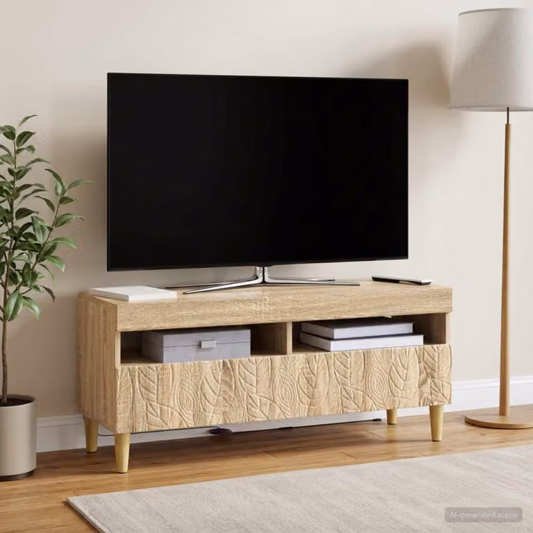 Mobile TV LED vidaXL in legno ingegnerizzato Rovere Sonoma, marrone, L: 100 cm, P: 35 cm, H: 43 cm
