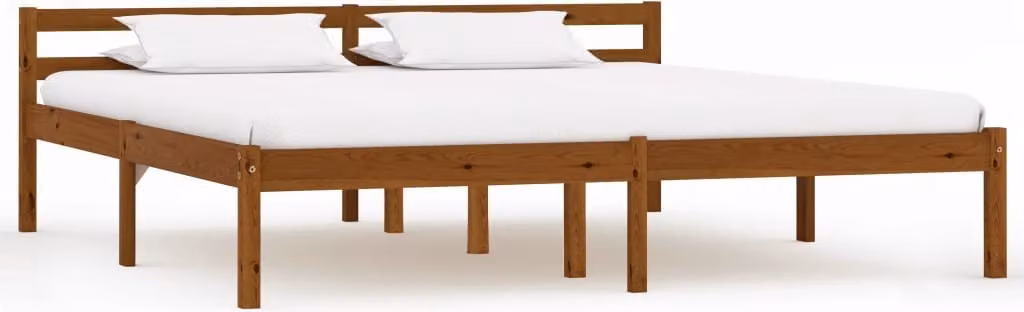 The Living Store Letto in legno massiccio di pino marrone miele 160x200 cm