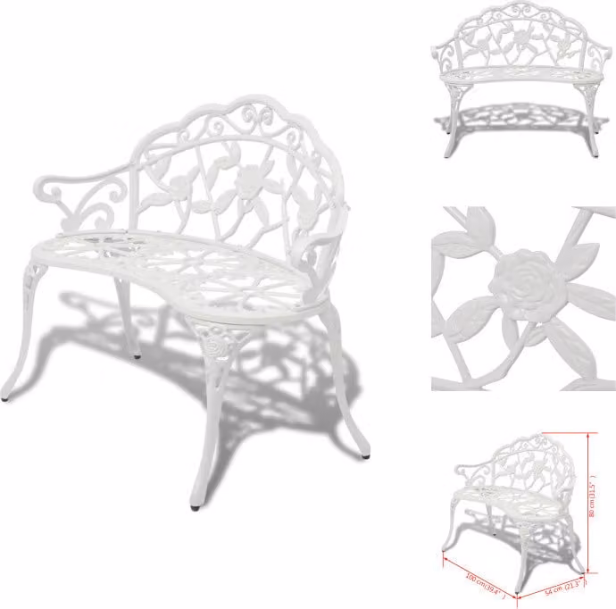vidaXL Panchina da giardino 100 cm in fusione di alluminio bianco - Panchine da giardino