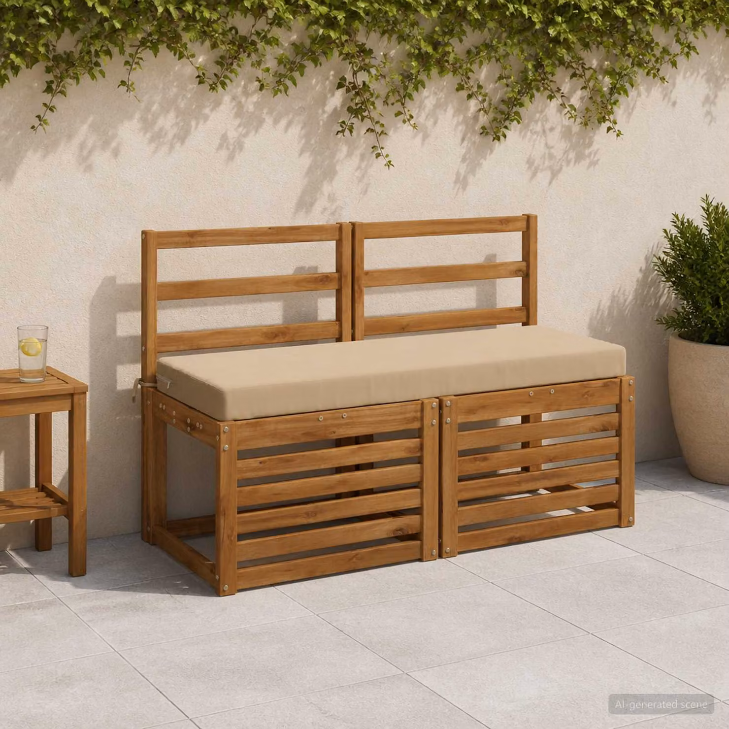Cuscino per panchina vidaXL SOEST in poliestere beige con rivestimento rimovibile e resistenza ai raggi UV