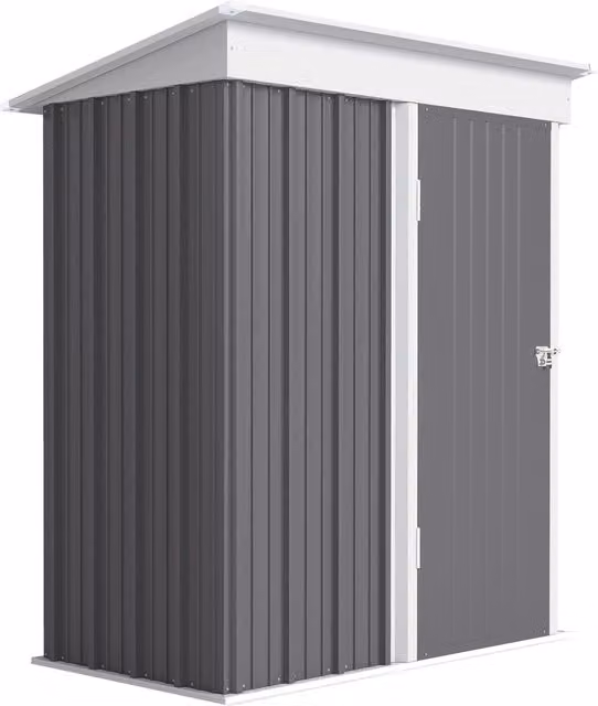 Casetta da Giardino Porta Attrezzi in Acciaio con Porta Bloccabile, 161x95x163/181cm, Grigio