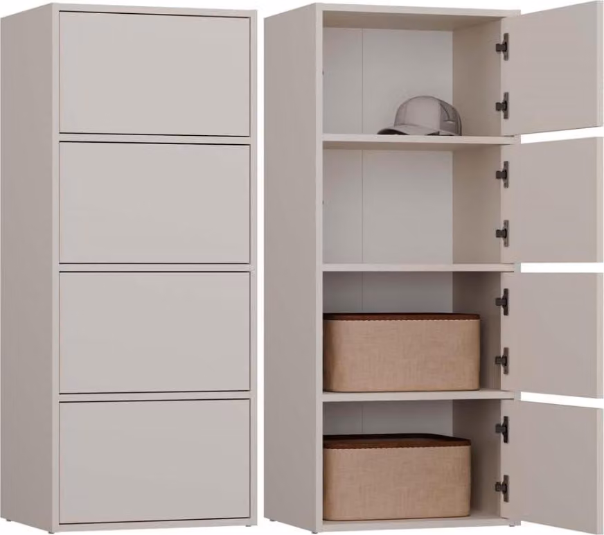 BDW, cassettiera a 4 ante, ALMA, sistema Tip-ON, 50×119×40cm, cashmere