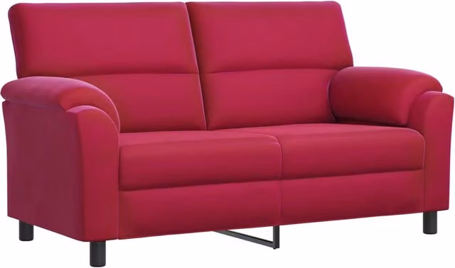 Divano moderno vidaXL in velluto rosso vino con struttura in metallo e coperture rimovibili L: 174 cm, P: 85 cm, H: 93 cm – 1