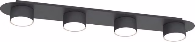 Plafoniera 4 Luci Theseus Luceart-Classic in Acciaio Nero con Diffusori a Cilindro – 1