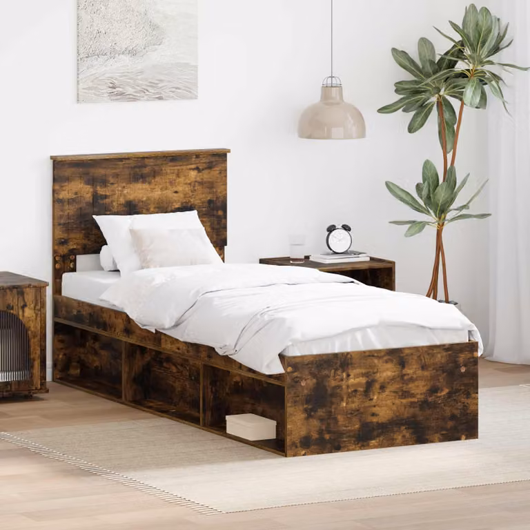 Struttura del letto vidaXL in pino massello e legno, colore marrone, L/P/H: 190 x 80 x 78 cm