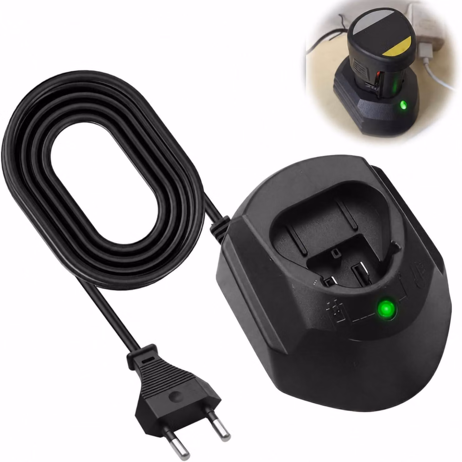 Caricabatterie Li-ION per batterie da 10,8 V e 12 V con display a LED