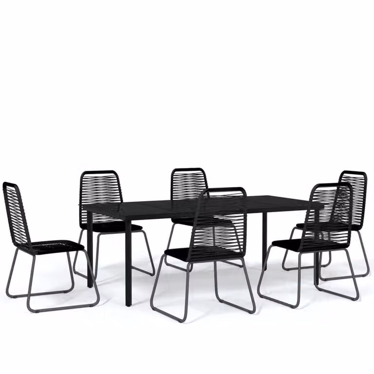Set da Pranzo per Giardino 7 pz con Cuscini Nero