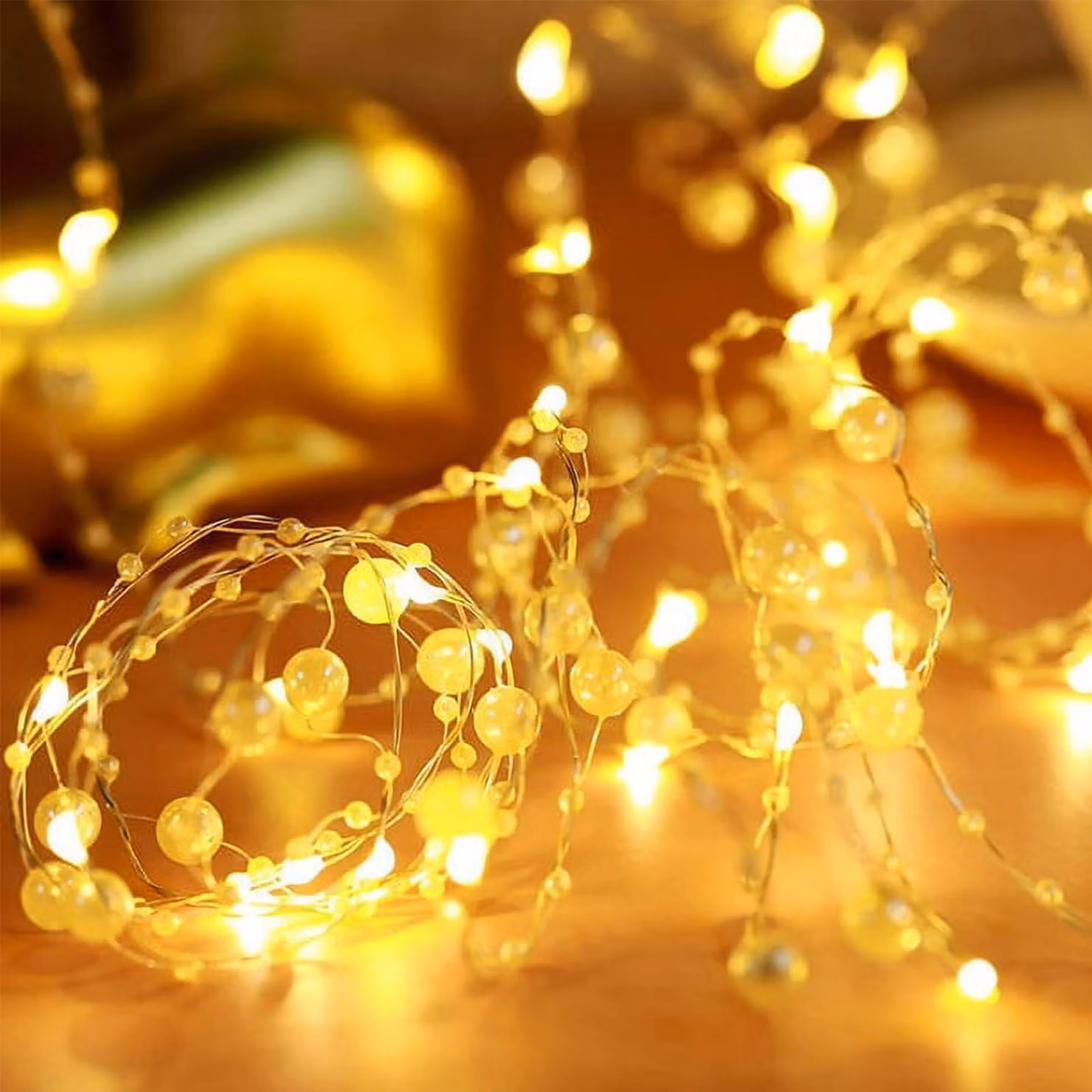 Catena luminosa a LED, lunghezza 3 metri, 30 LED bianco caldo, alimentazione a batteria, luce continua