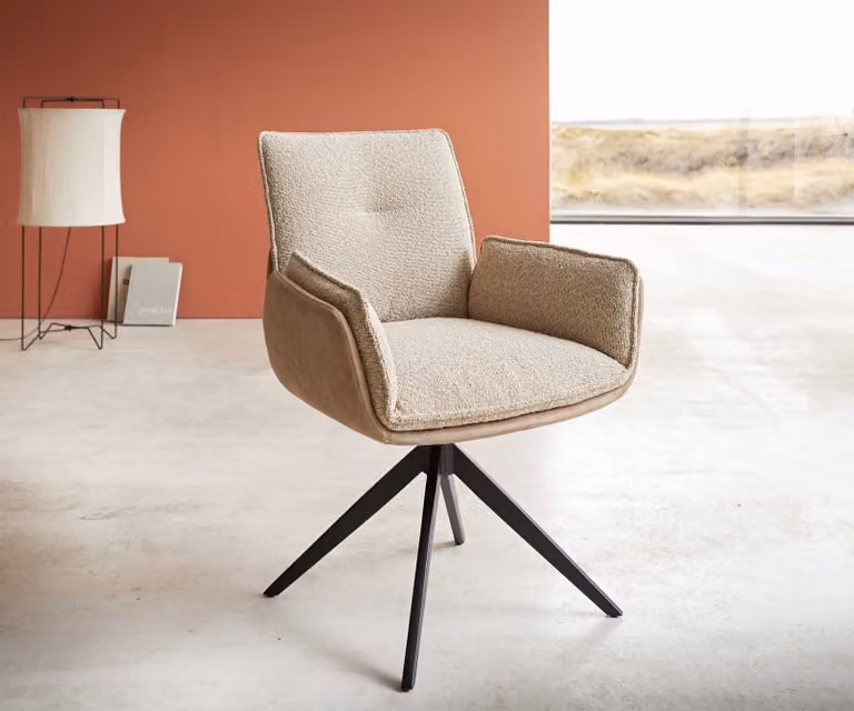 DELIFE Sedia girevole Nela-Flex Mix di materiali Fango Base a croce larga Nero Girevole a 360°