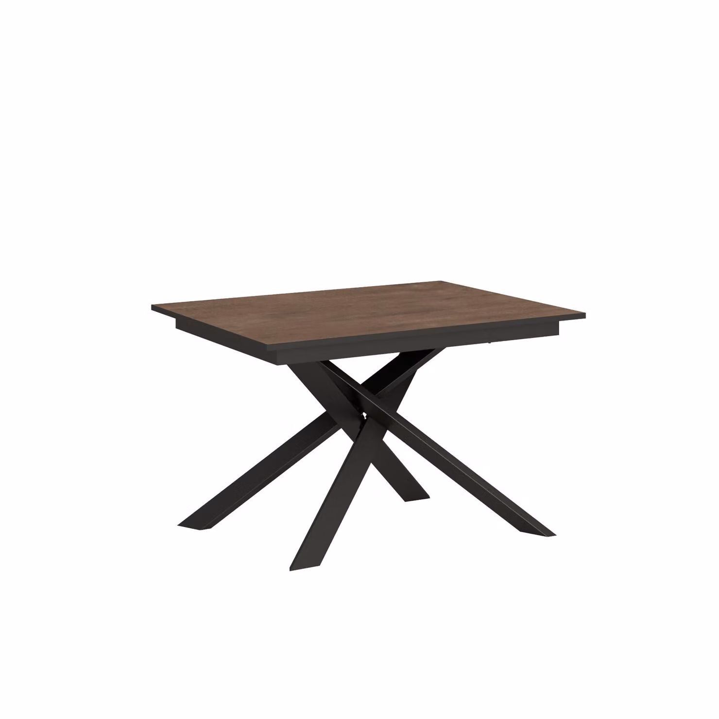 ITYHOME - Tavolo allungabile 120/180x80 cm Ganty noce - bordo antracite telaio e gambe antracite