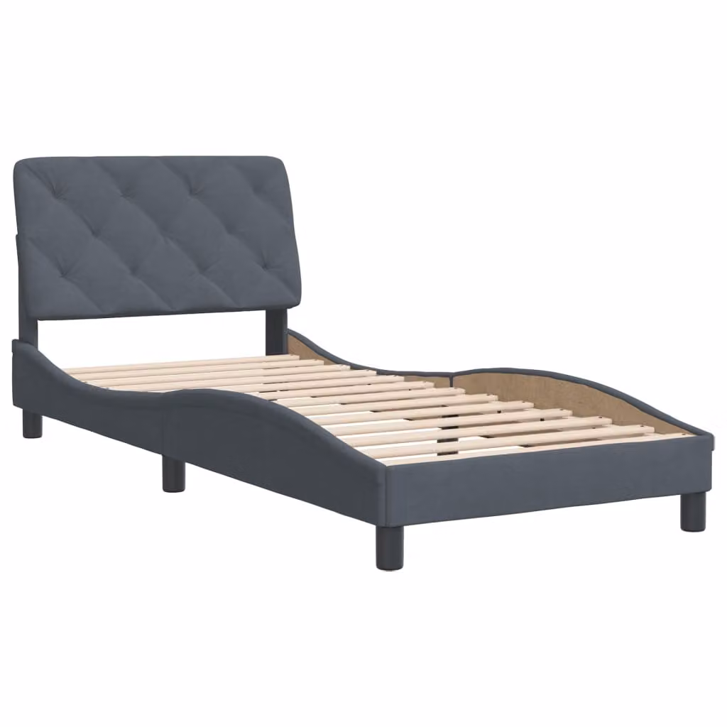 Giroletto senza Materasso Grigio Scuro 90x200 cm Velluto