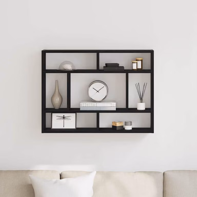vidaXL Mensola da parete moderna in legno nero L: 75 cm, P: 16 cm, H: 55 cm