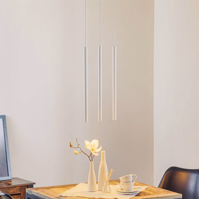 Lampada a sospensione Thin SOLLUX LIGHTING, dimmerabile, Bianco / Opale, Soggiorno / Sala da pranzo, Metallo, Moderno, Lampada a sospensione