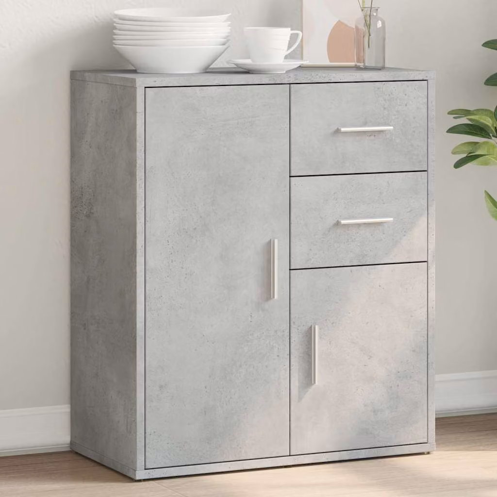 Credenza moderna vidaXL in legno e MDF Grigio, sospesa a parete, L: 60 cm, P: 31 cm, H: 70 cm